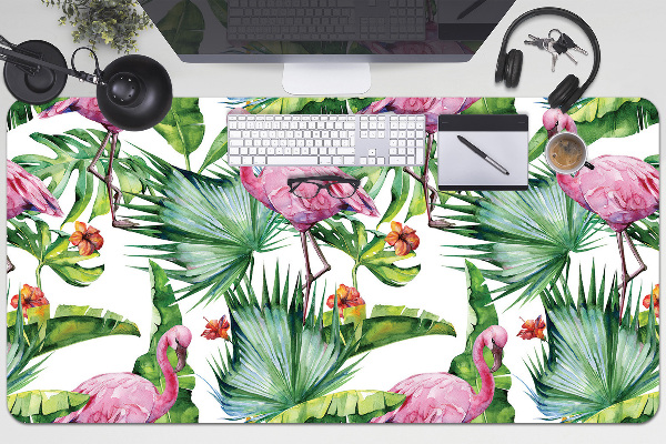 Protège bureau Feuilles et flamants