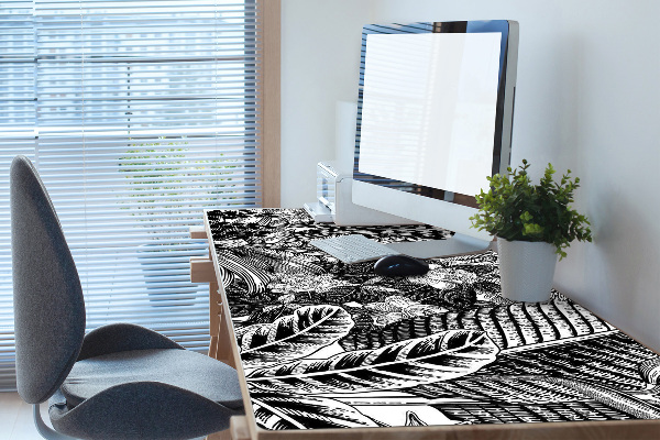 Sous-main bureau Feuilles noires et blanches
