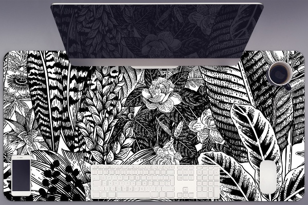 Sous-main bureau Feuilles noires et blanches