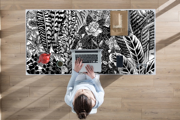 Sous-main bureau Feuilles noires et blanches