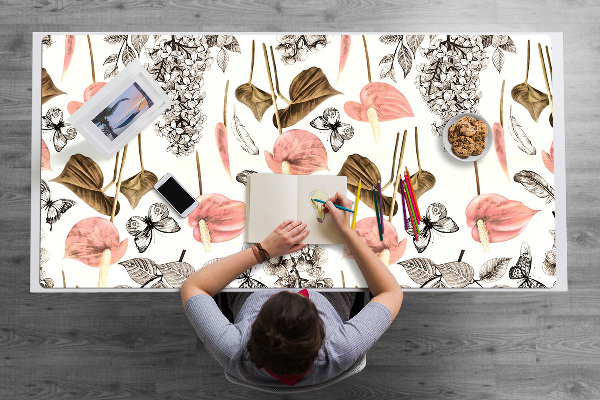 Tapis de bureau Fleurs et papillons