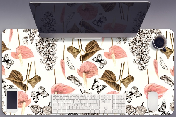 Tapis de bureau Fleurs et papillons