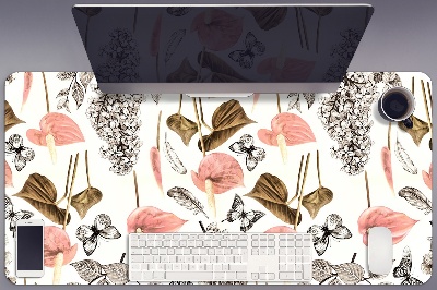 Tapis de bureau Fleurs et papillons