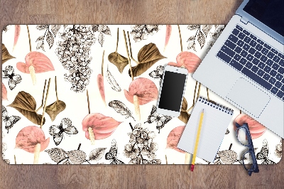 Tapis de bureau Fleurs et papillons