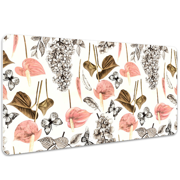 Tapis de bureau Fleurs et papillons