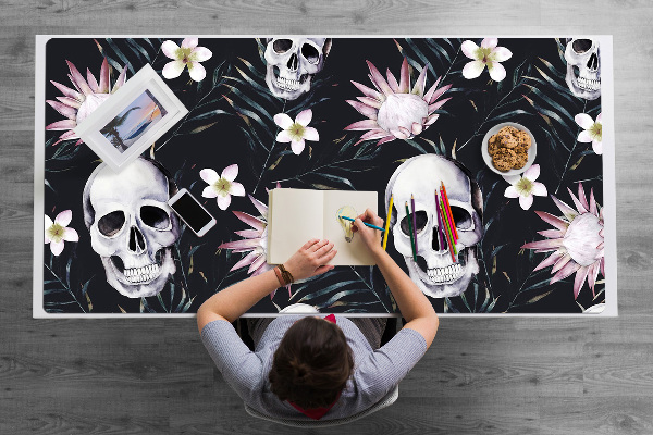 Sous-main bureau Crânes et feuilles