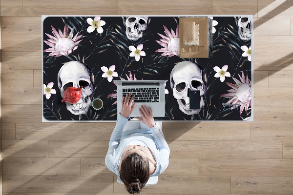 Sous-main bureau Crânes et feuilles