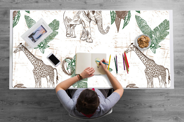 Tapis de bureau Girafes et éléphants