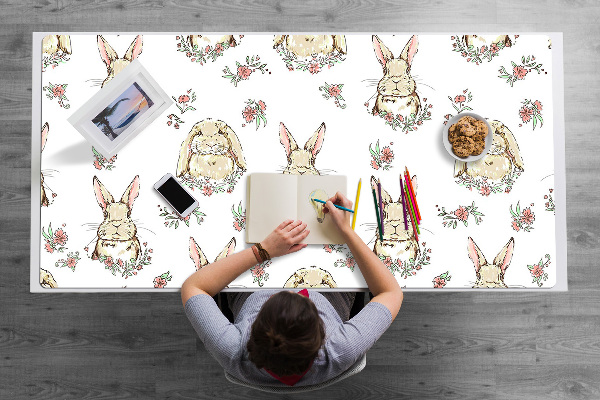 Sous-main bureau Lapins marron clair