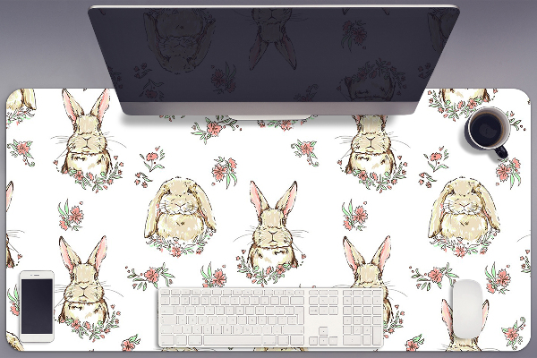 Sous-main bureau Lapins marron clair