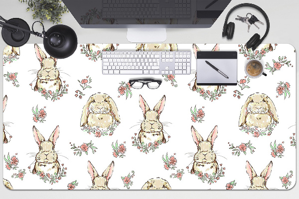 Sous-main bureau Lapins marron clair