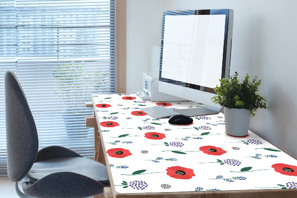 Sous-main bureau Champ de coquelicot rouge