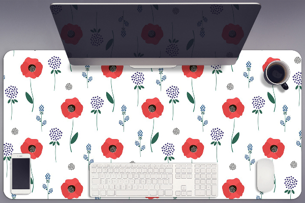 Sous-main bureau Champ de coquelicot rouge