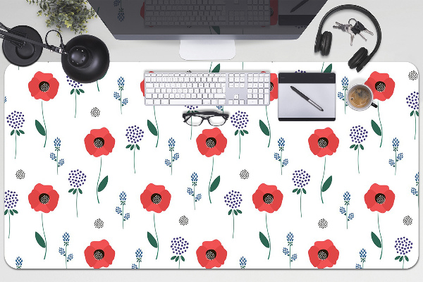 Sous-main bureau Champ de coquelicot rouge