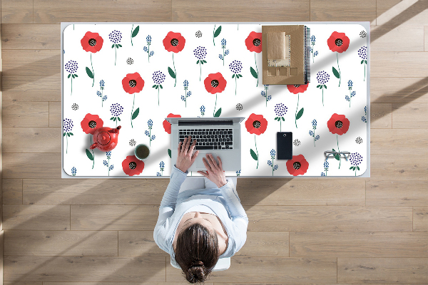 Sous-main bureau Champ de coquelicot rouge