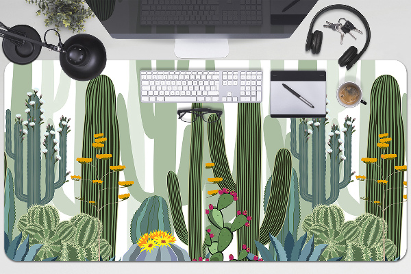 Sous-main bureau Cacti fleurissant