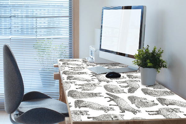 Sous main de bureau Renards dessinés
