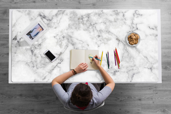 Tapis de bureau marbre blanc