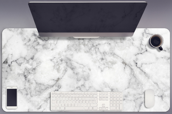 Tapis de bureau marbre blanc