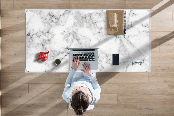 Tapis de bureau marbre blanc