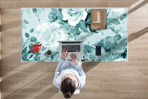 Protège bureau Fleurs bleues
