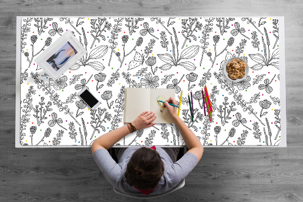 Tapis de bureau Fleurs et points