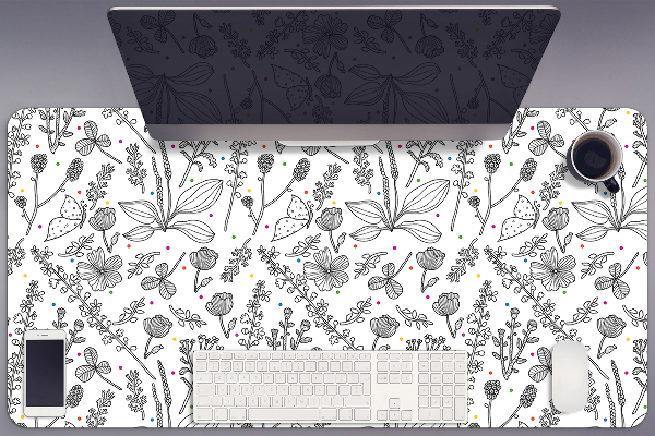 Tapis de bureau Fleurs et points