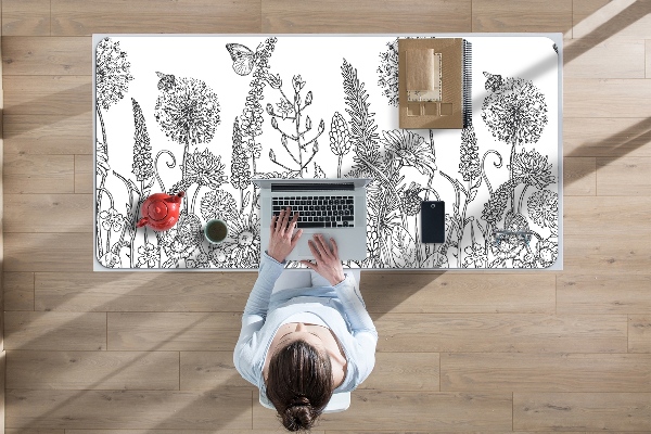 Sous main de bureau Croquis de fleurs