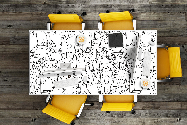 Sous-main bureau Chats de style doodle