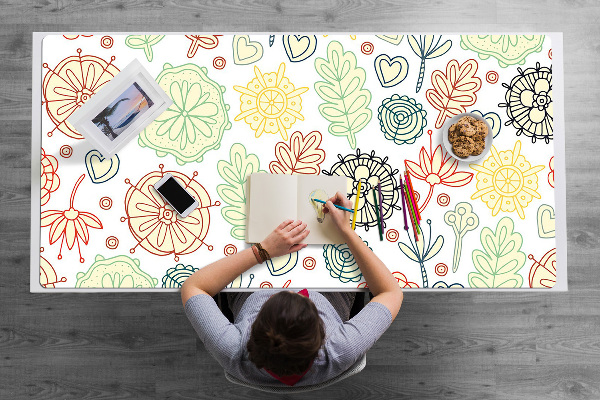 Sous-main bureau Fleurs et coeurs