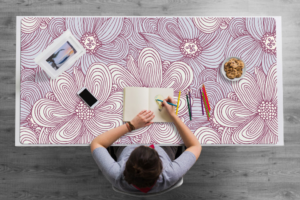 Sous main de bureau Fleurs Doodle