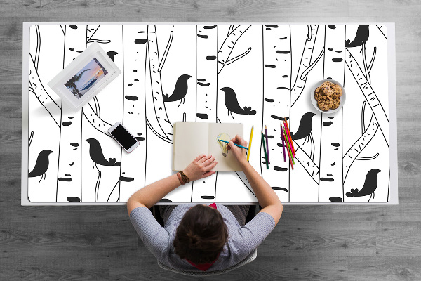 Sous-main bureau Oiseaux et arbres