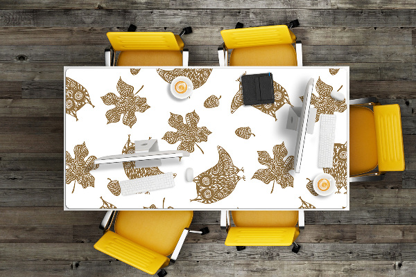 Sous main de bureau Feuilles et hiboux