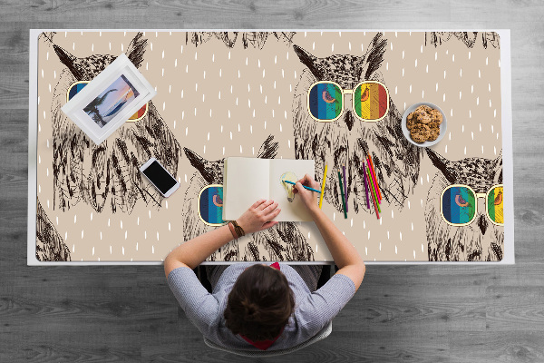 Sous-main bureau Hibou dans des lunettes