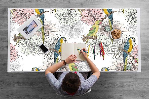 Tapis de bureau Perroquet et fleurs