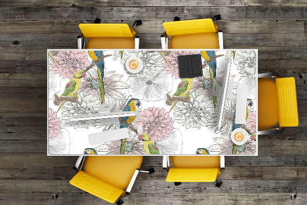 Tapis de bureau Perroquet et fleurs