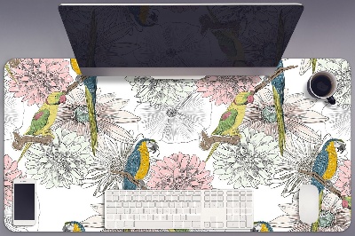 Tapis de bureau Perroquet et fleurs