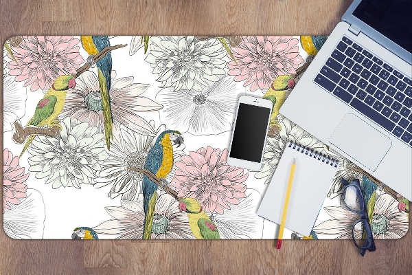 Tapis de bureau Perroquet et fleurs