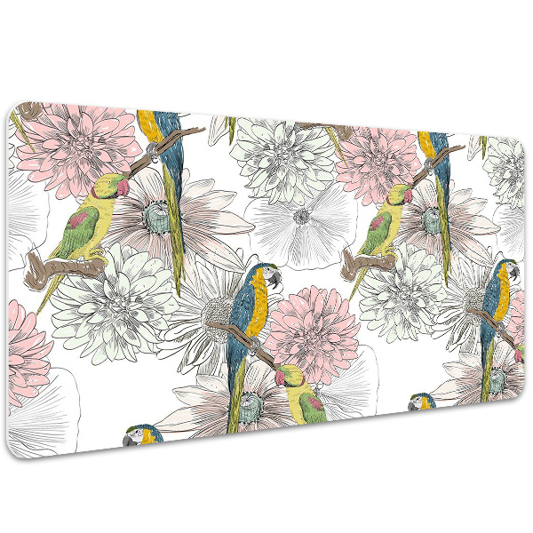 Tapis de bureau Perroquet et fleurs