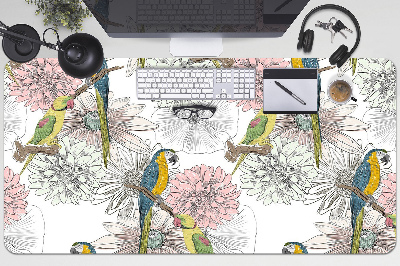 Tapis de bureau Perroquet et fleurs