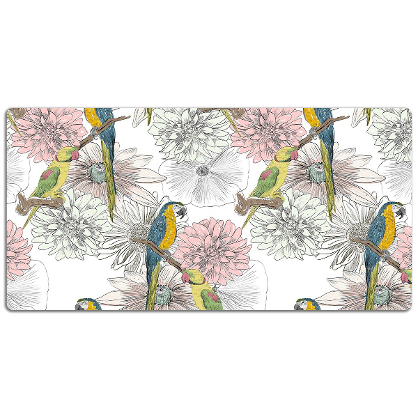 Tapis de bureau Perroquet et fleurs