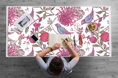 Sous-main bureau Oiseaux et fleurs