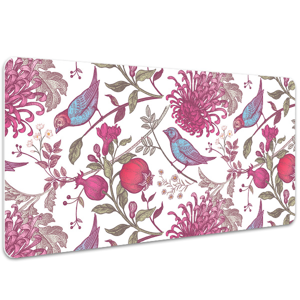 Sous-main bureau Oiseaux et fleurs