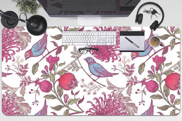 Sous-main bureau Oiseaux et fleurs