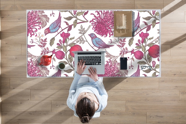 Sous-main bureau Oiseaux et fleurs