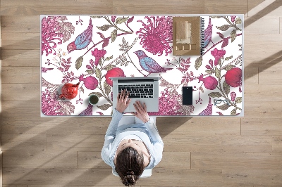 Sous-main bureau Oiseaux et fleurs