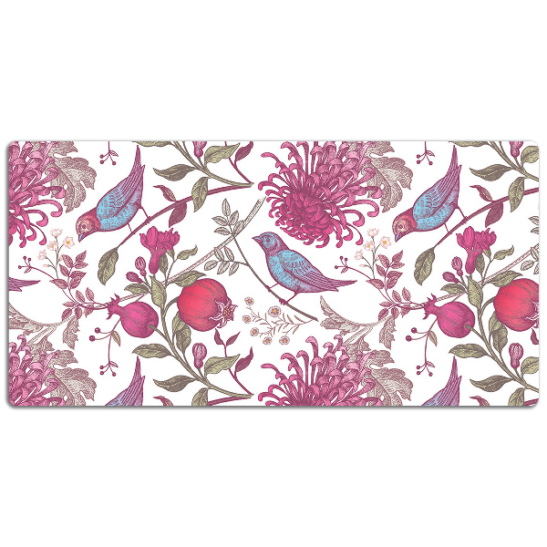 Sous-main bureau Oiseaux et fleurs