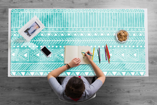 Sous-main bureau Turquoise géométrique