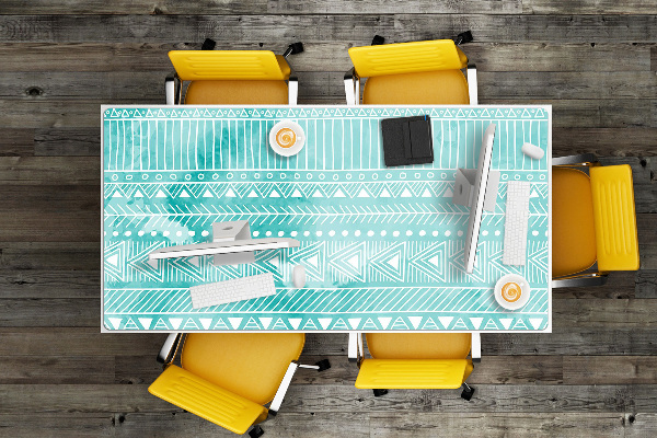 Sous-main bureau Turquoise géométrique