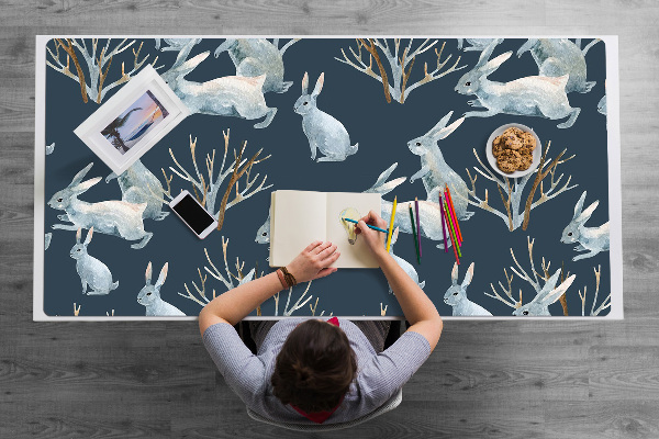 Sous main de bureau lapins blancs
